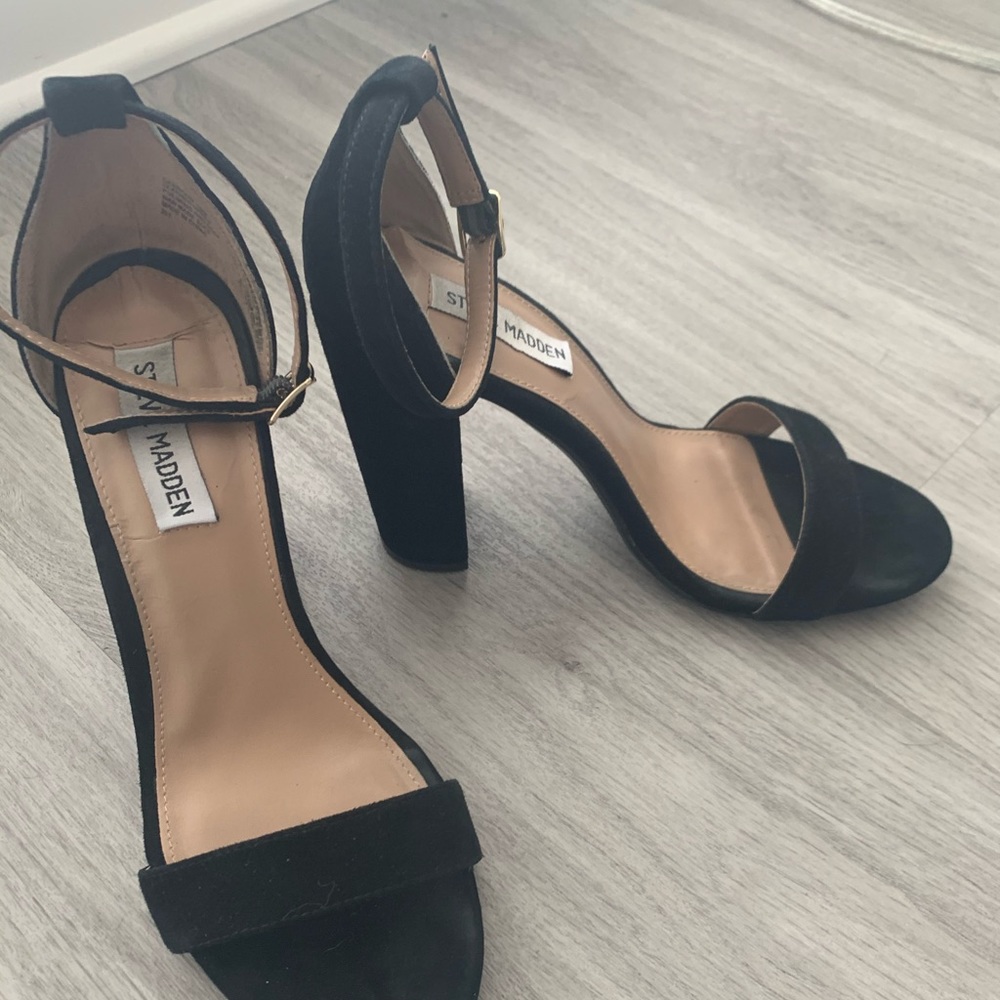 Steve Madden Black Suede Strappy Heels sz 10